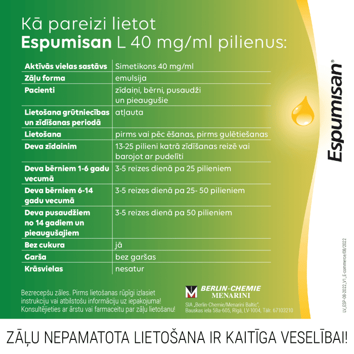 ESPUMISAN L 40 mg/ml pilieni 30 ml  