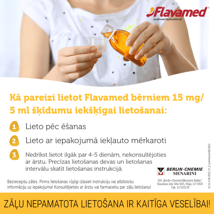 FLAVAMED sīrups bērniem 15mg/5 ml 100 ml 
