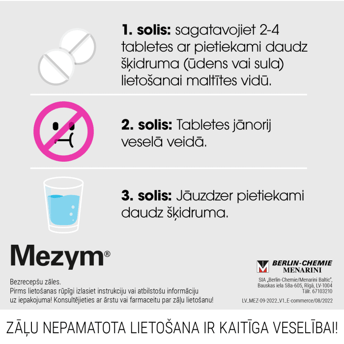 MEZYM 10 000V zarnās šķīstošās tabletes N10  