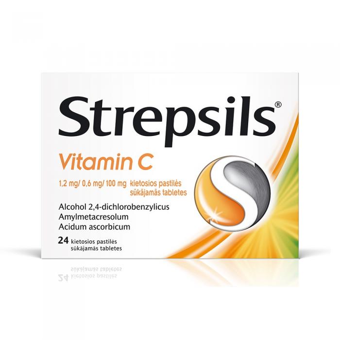 Strepsils Vitamin C 1,2 mg/0,6 mg/100 mg sūkājamās tabletes N24 