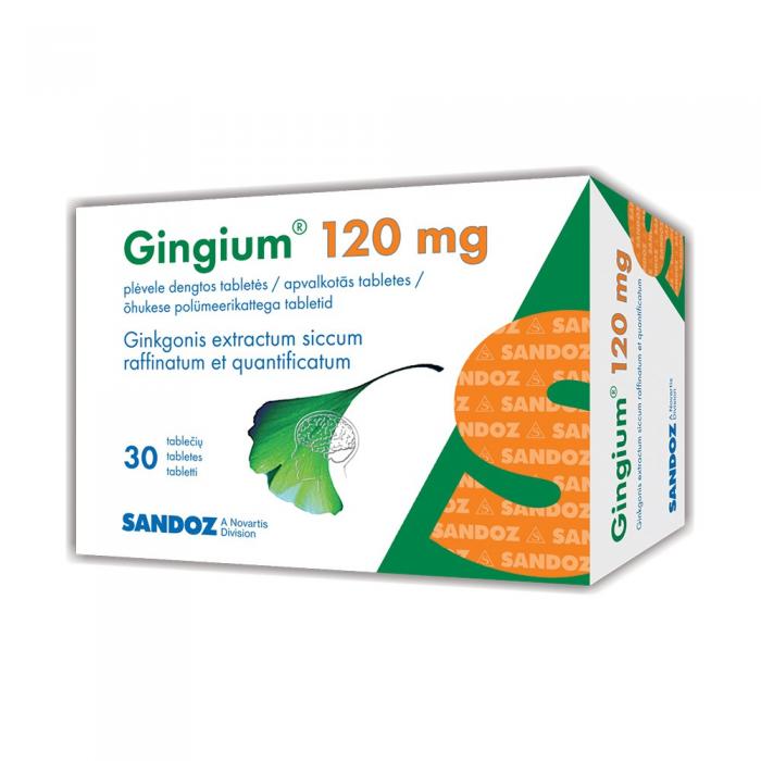 GINGIUM 120mg apvalkotās tabletes N30  