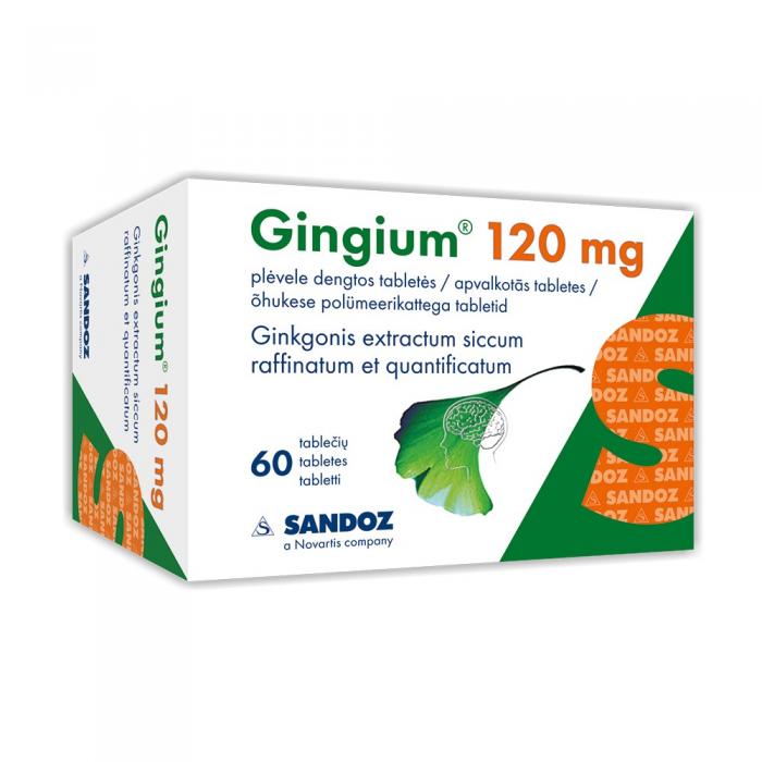 GINGIUM 120mg apvalkotās tabletes N60 