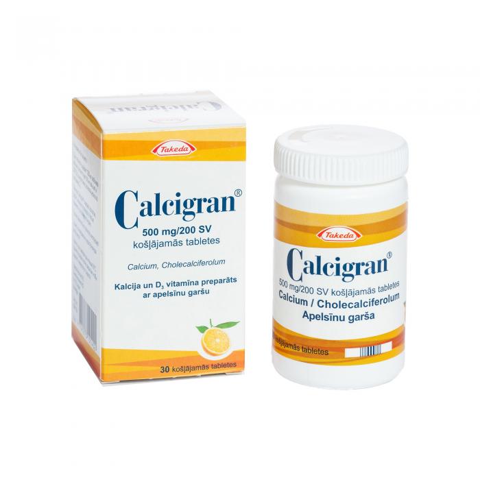 Calcigran 500 mg/200 SV košļājamās tabletes N30