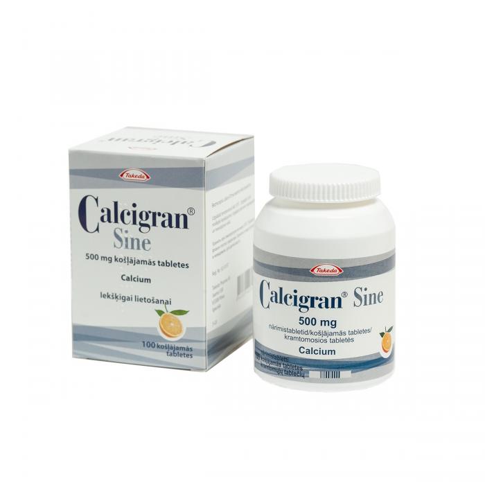 Calcigran Sine 500 mg košļājamās tabletes, N100