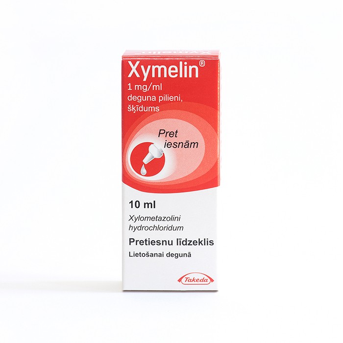 Xymelin 1 mg/ml deguna pilieni, šķīdums, 10ml