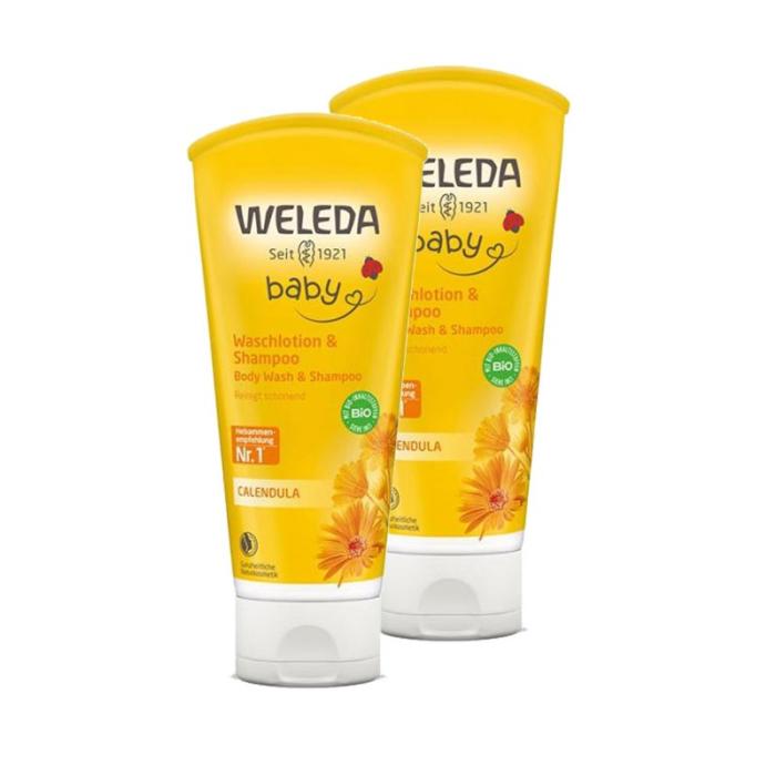 WELEDA BABY kliņģerīšu šampūns un mazgāšanās līdzeklis, 200 ml 1+1 komplekts