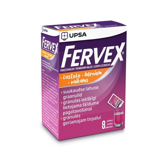 FERVEX bērniem 280mg/10mg/100mg iekšķīgi lietojama šķīduma pagatavošanai N8