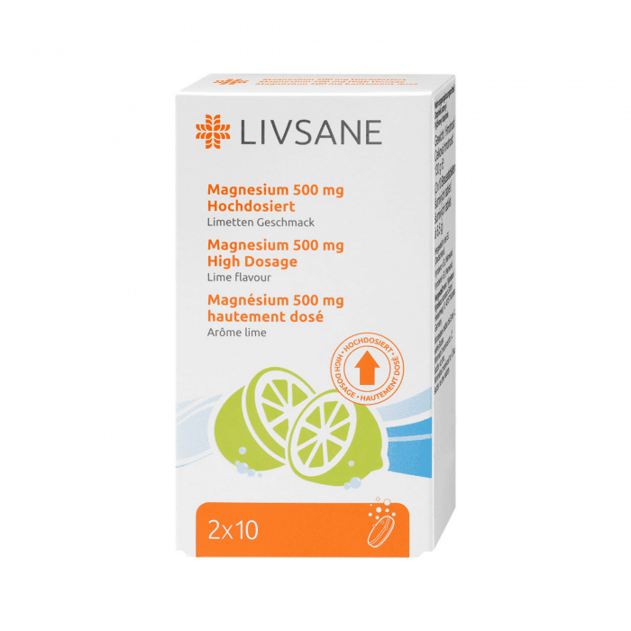LIVSANE Augstas devas šķīstošais magnijs 500 mg tabletes N20