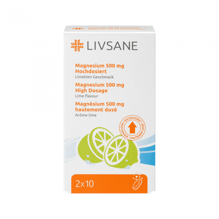 LIVSANE Augstas devas šķīstošais magnijs 500 mg tabletes N20