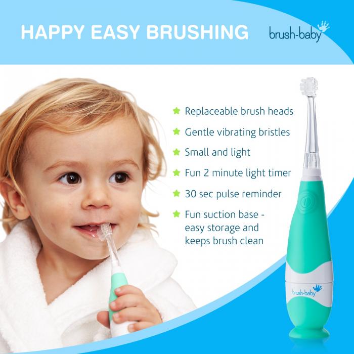 BRUSH-BABY Babysonic soniskā zobu birste, 0-3 gadi ZAĻA