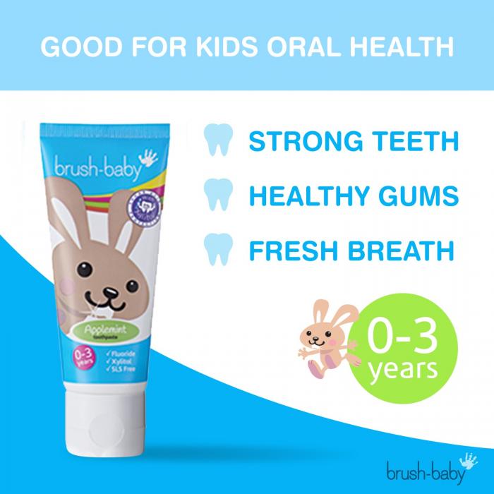 BRUSH-BABY Applemint zobu pasta (0-3gadi) 1000 ppm fluorīds 50 ml