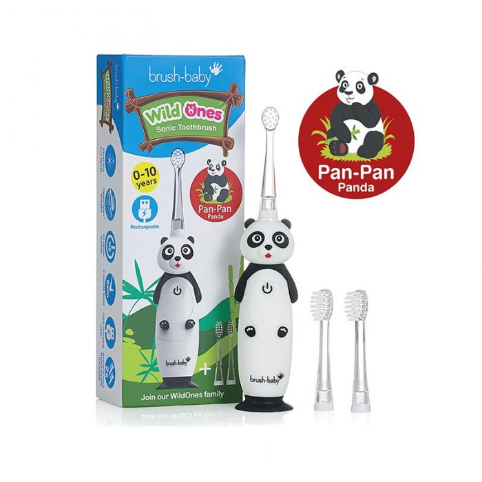 BRUSH BABY Wildones uzlādējama elektriskā zobu birste Panda 0-10 g.