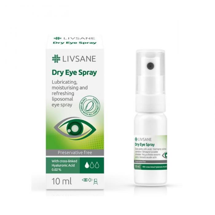 LIVSANE Dry Eye - Preservante Free izsmidzināmi acu pilieni 10 ml