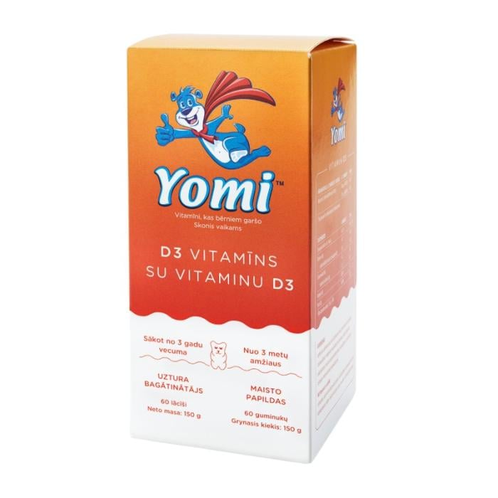 YOMI D3 vitamīns košļājamās pastilas N60