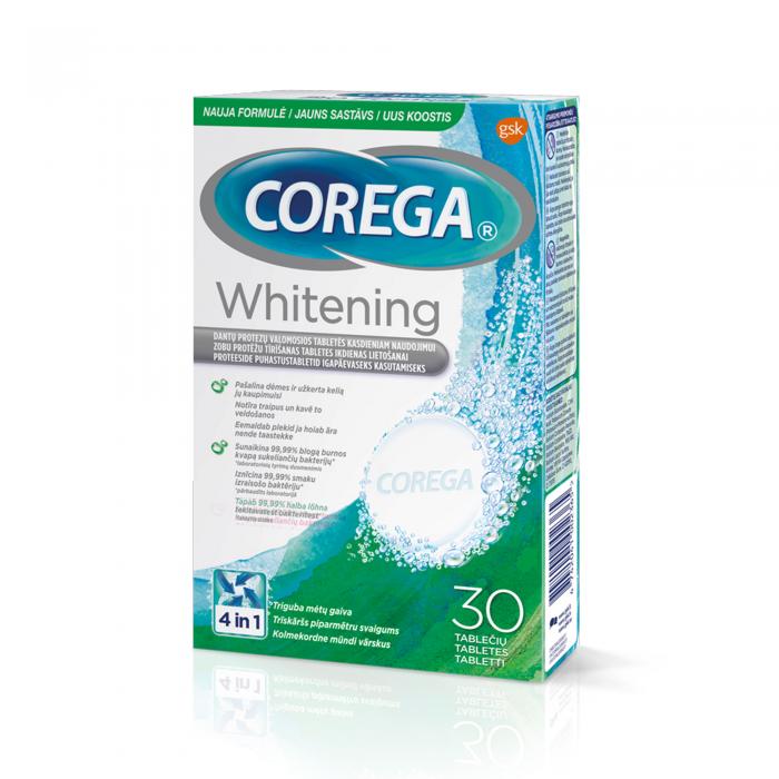 COREGA Whitening, tabletes zobu protēžu tīrīšanai, N30