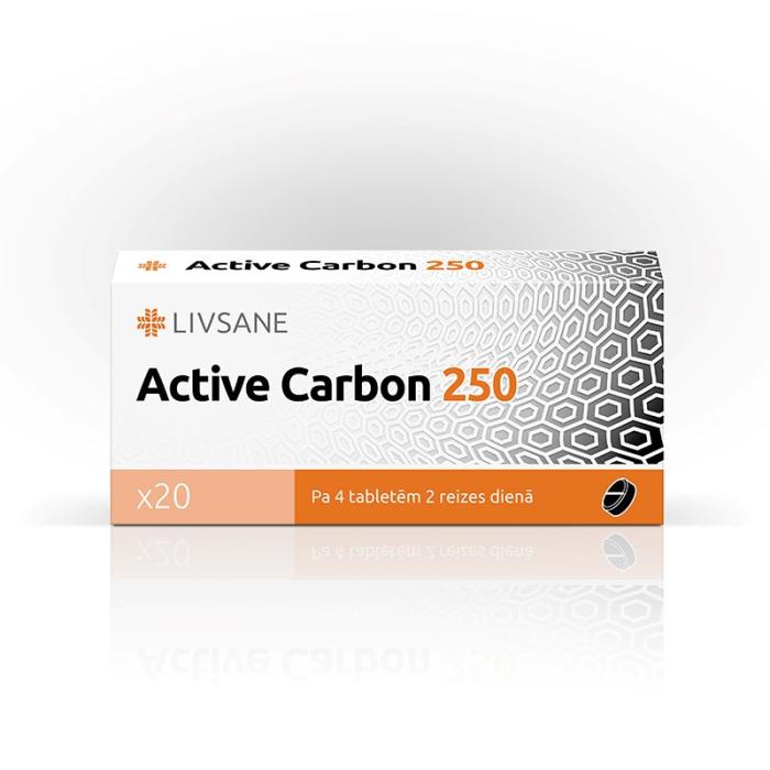 LIVSANE Active Carbon 250 mg tabletes N20