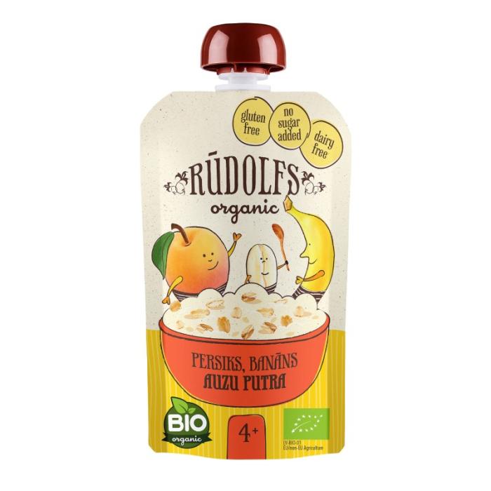 Rūdolfs BIO Persiku, banānu auzu putra 4+ DP 110g
