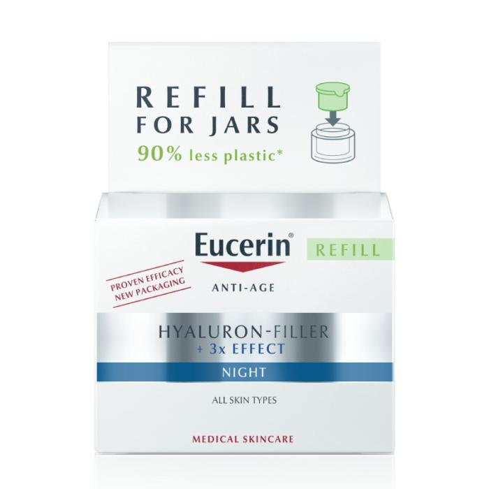 EUCERIN Hyaluron-Filler pretgrumbu nakts krēma uzpildes iepakojums 50 ml