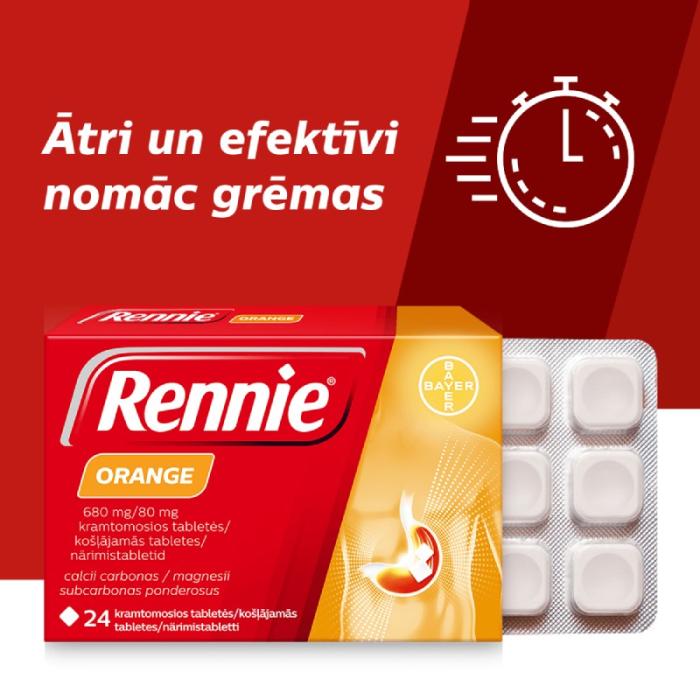 RENNIE Orange 680 mg/80 mg košļājamās tabletes N24