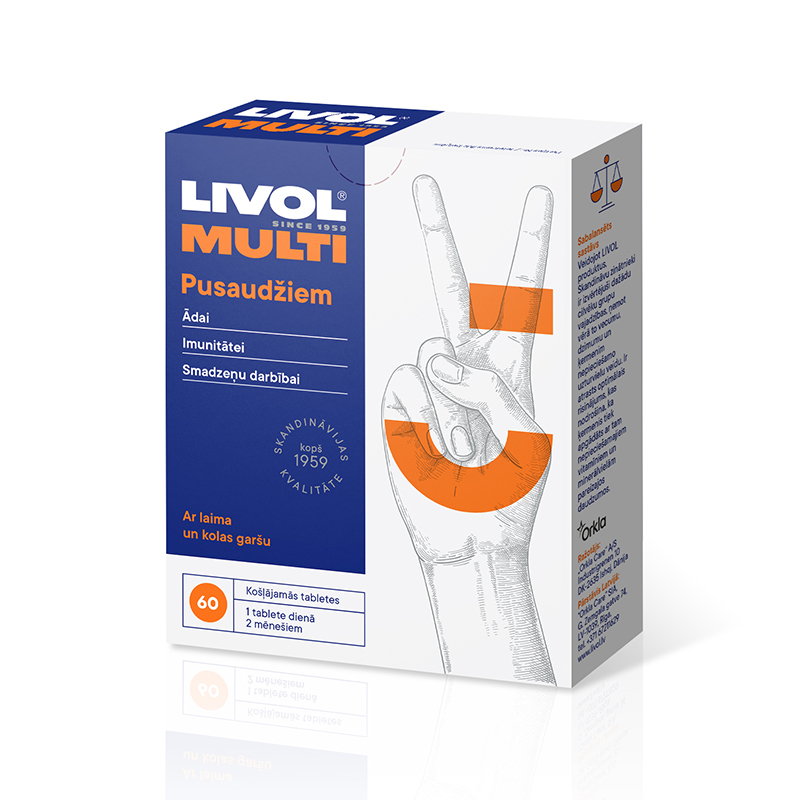 LIVOL MULTI PUSAUDŽIEM košļājamās tabletes, 60 gab.