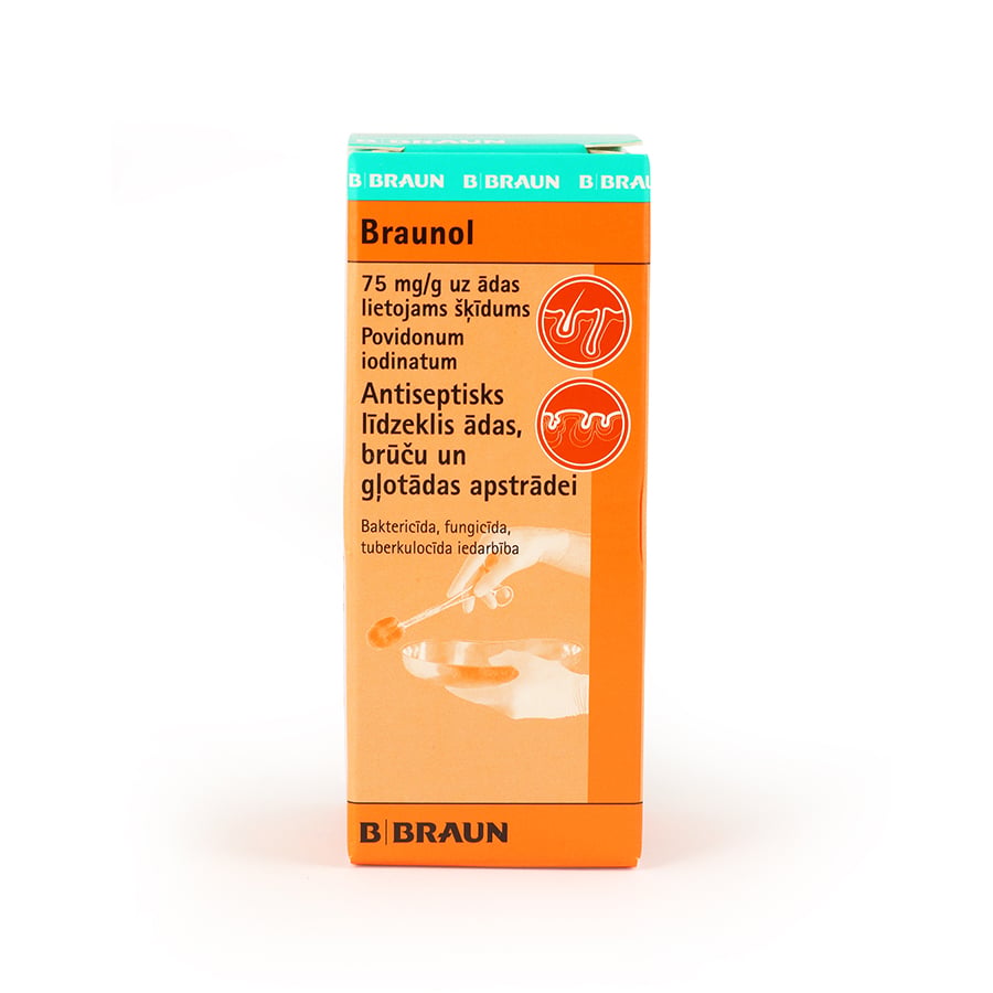 Braunol 75 mg/g uz ādas lietojams šķīdums