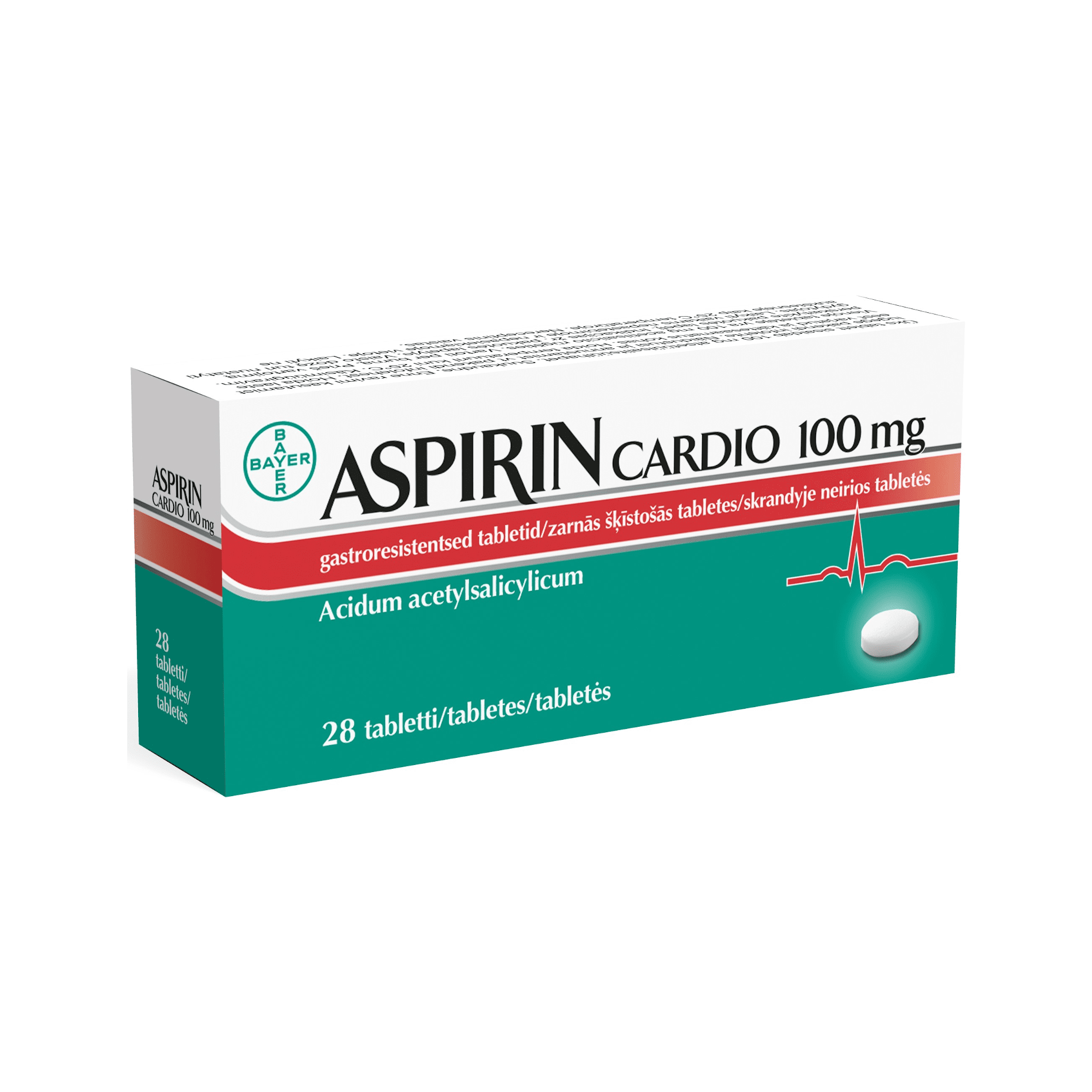 Aspirin Cardio 100 mg zarnās šķīstošās tabletes N28 .