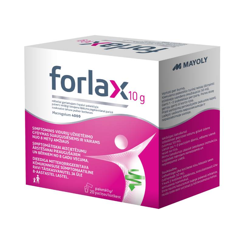 Forlax 10 g pulveris iekšķīgi lietojama šķīduma pagatavošanai paciņā