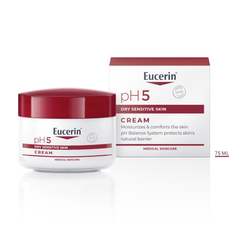 EUCERIN intensīvas darbības krēms sausai jutīgai ādai, pH5, 75 ml