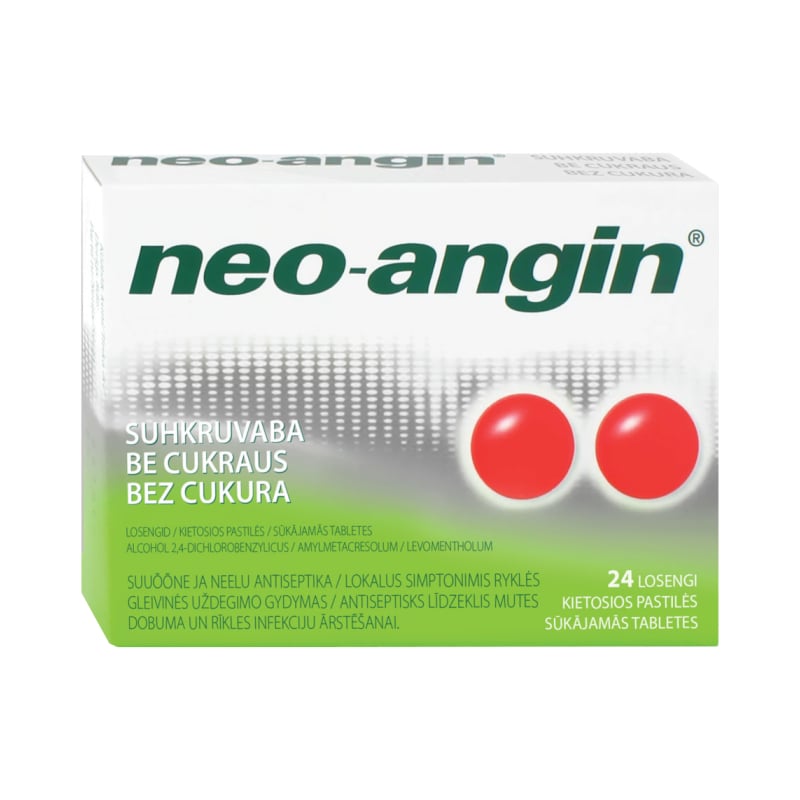 Neo-angin bez cukura sūkājamās tabletes