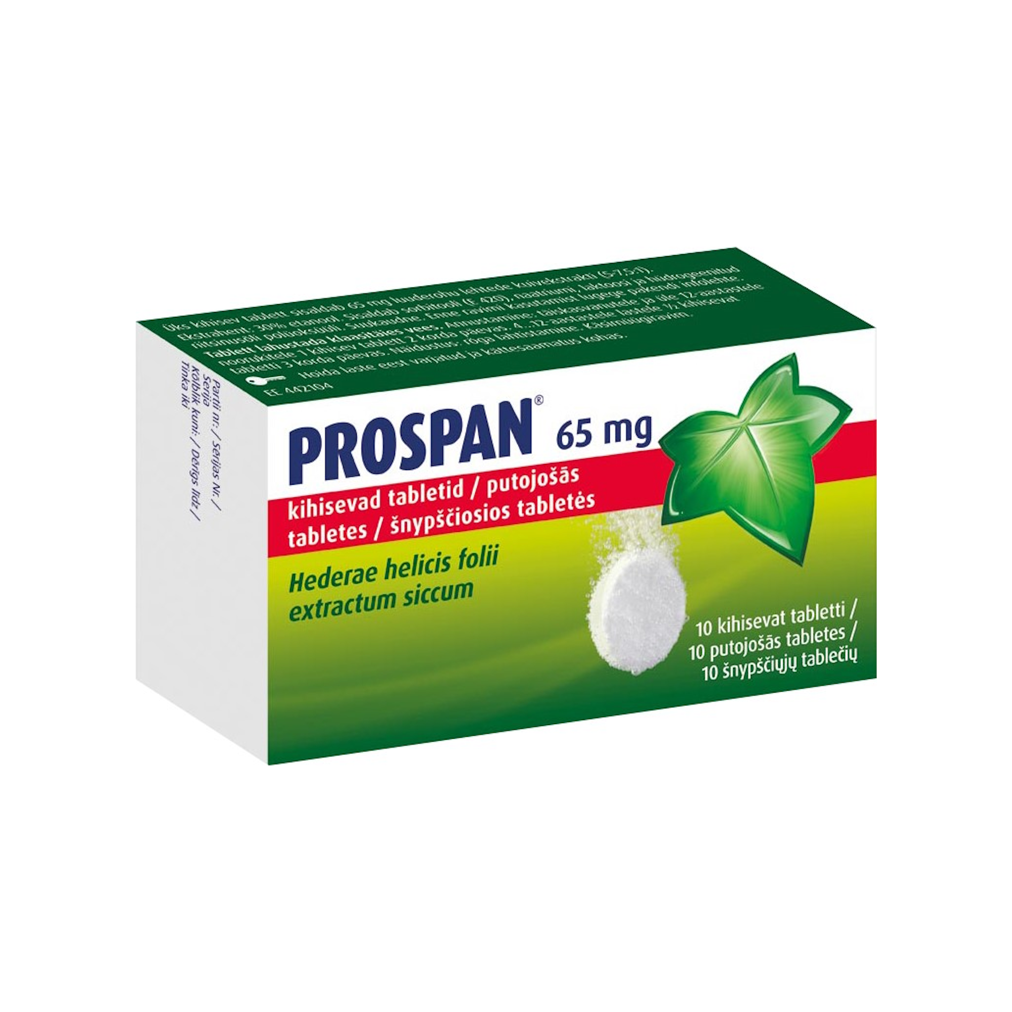 Prospan 65 mg putojošās tabletes, 10 gab.