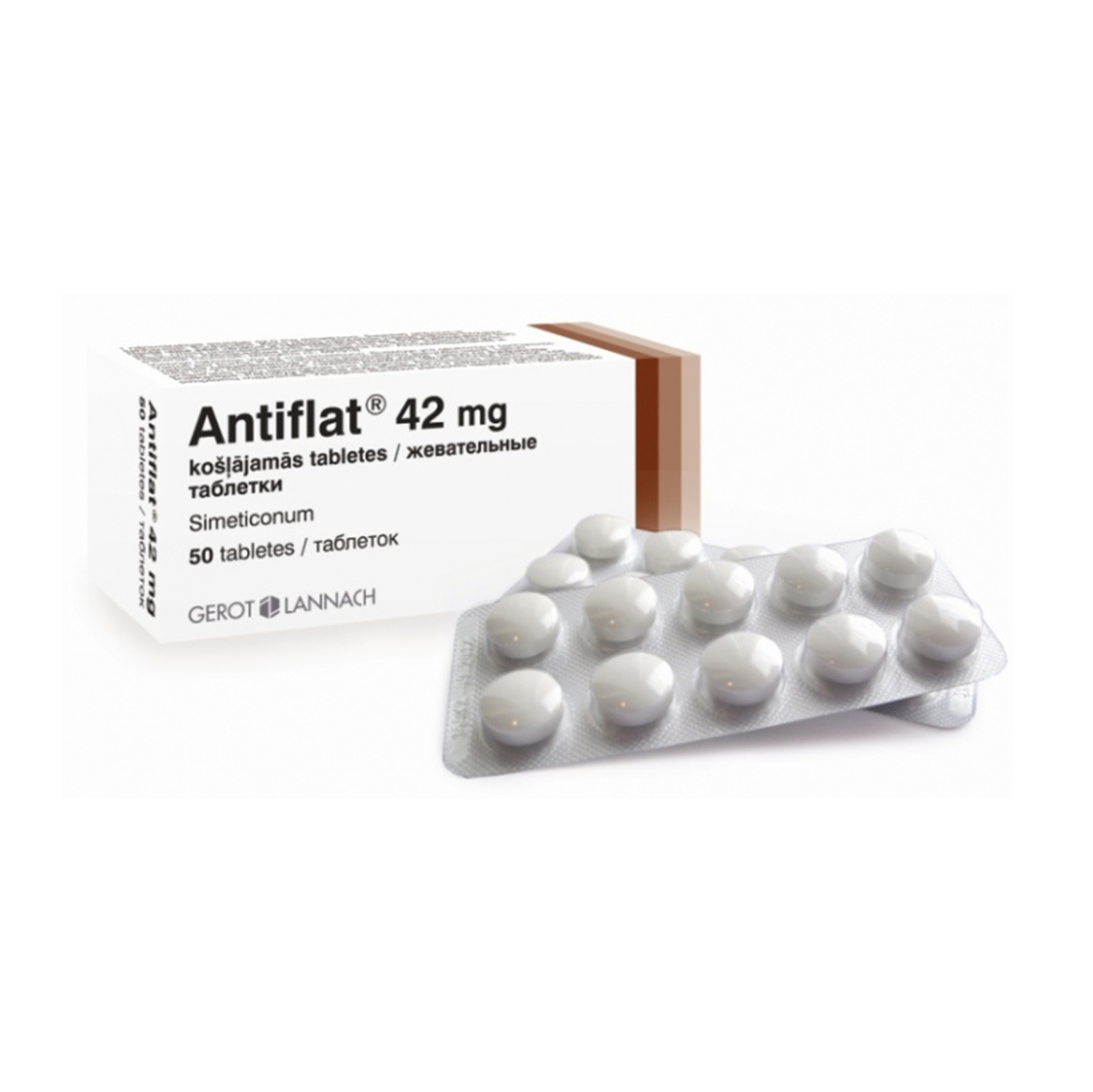 Antiflat 42 mg košļājamās tabletes, 50 шт.