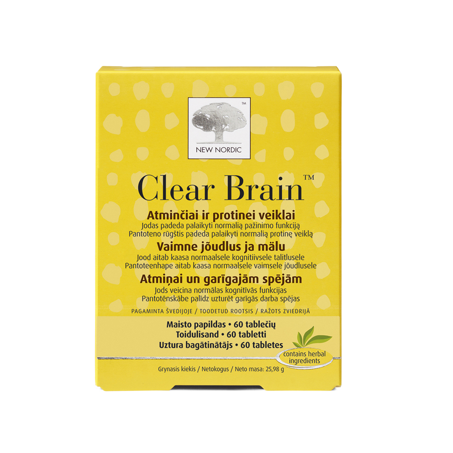 New Nordic Clear Brain, 60 tabletes