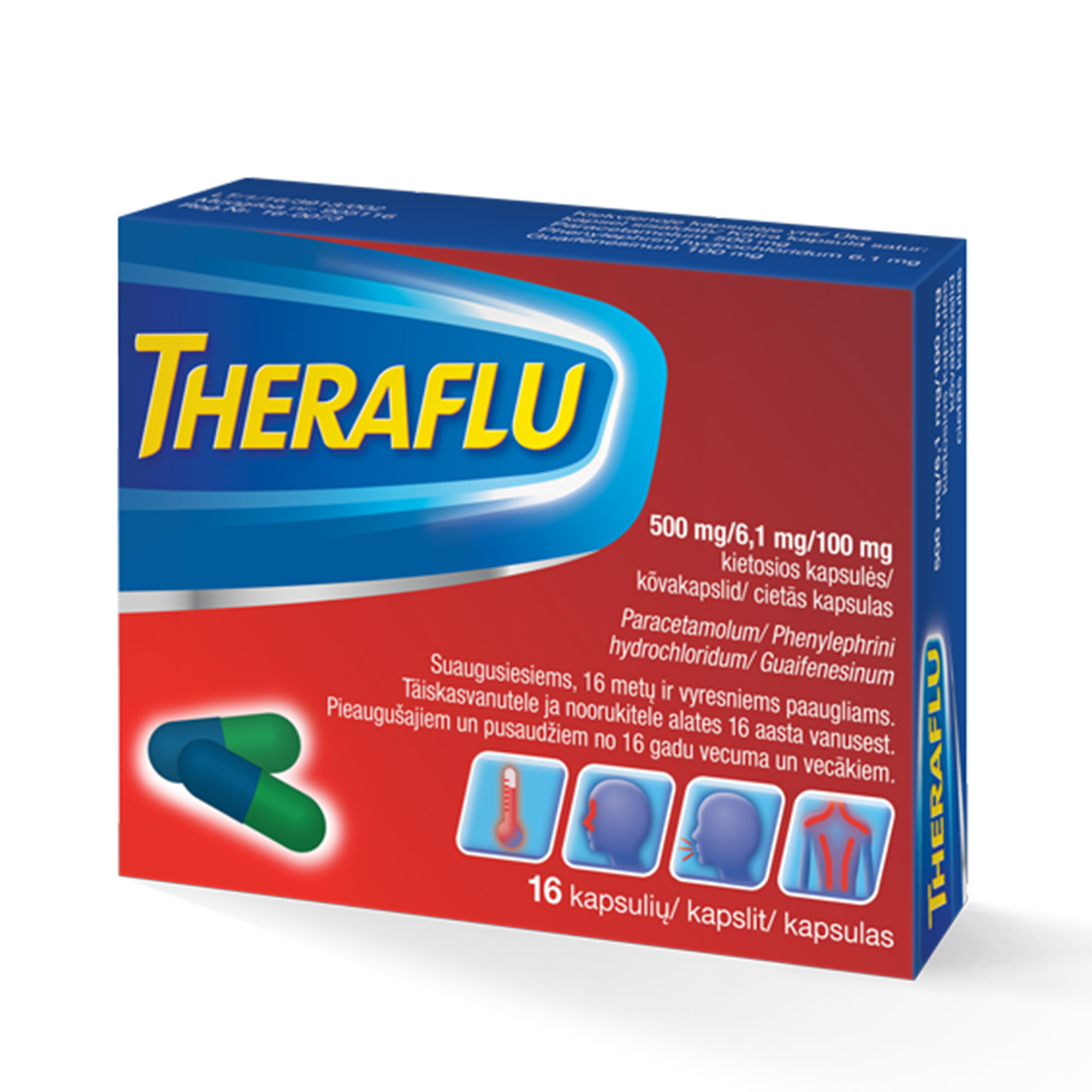 Theraflu 500 mg/6,1 mg/100 mg cietās kapsulas