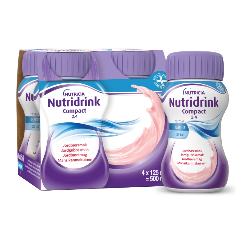 NUTRICIA NUTRIDRINK ar zemeņu garšu, 4 gab., 125 ml