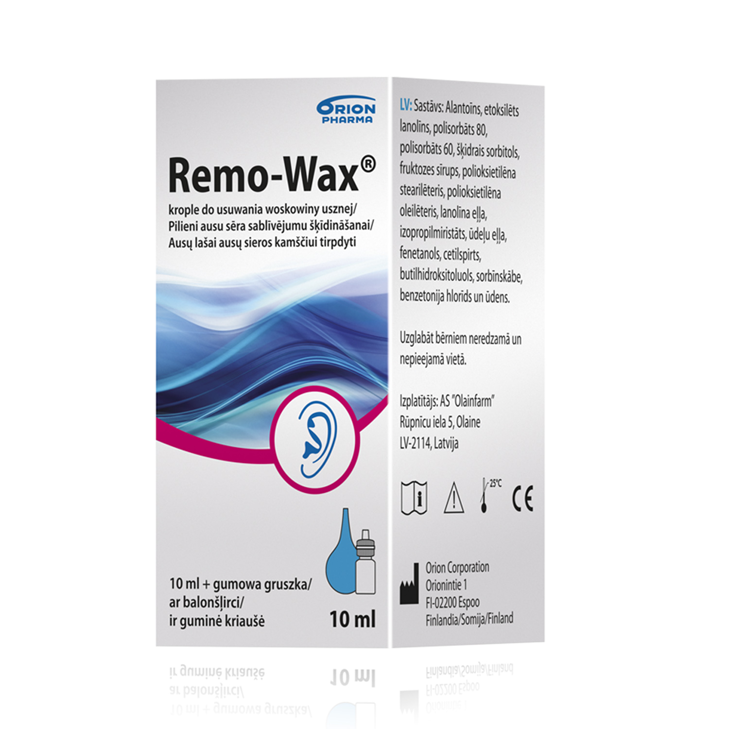 Remo-Wax ausu pilieni sēra sablīvējumu šķīdināšanai, 10 ml