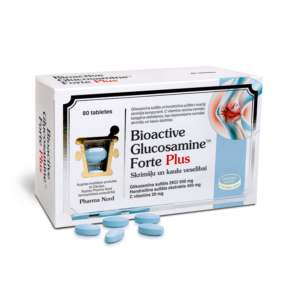 BIOACTIVE Glucosamine Forte Plus tabletes, 80 gab.