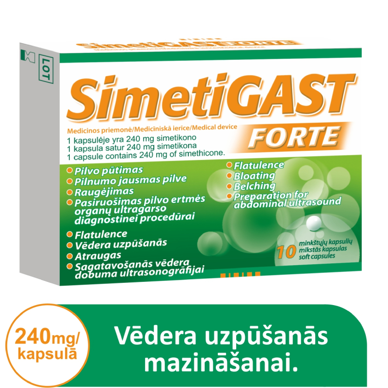 Simetigast Forte 240 mg, 10 kapsulas