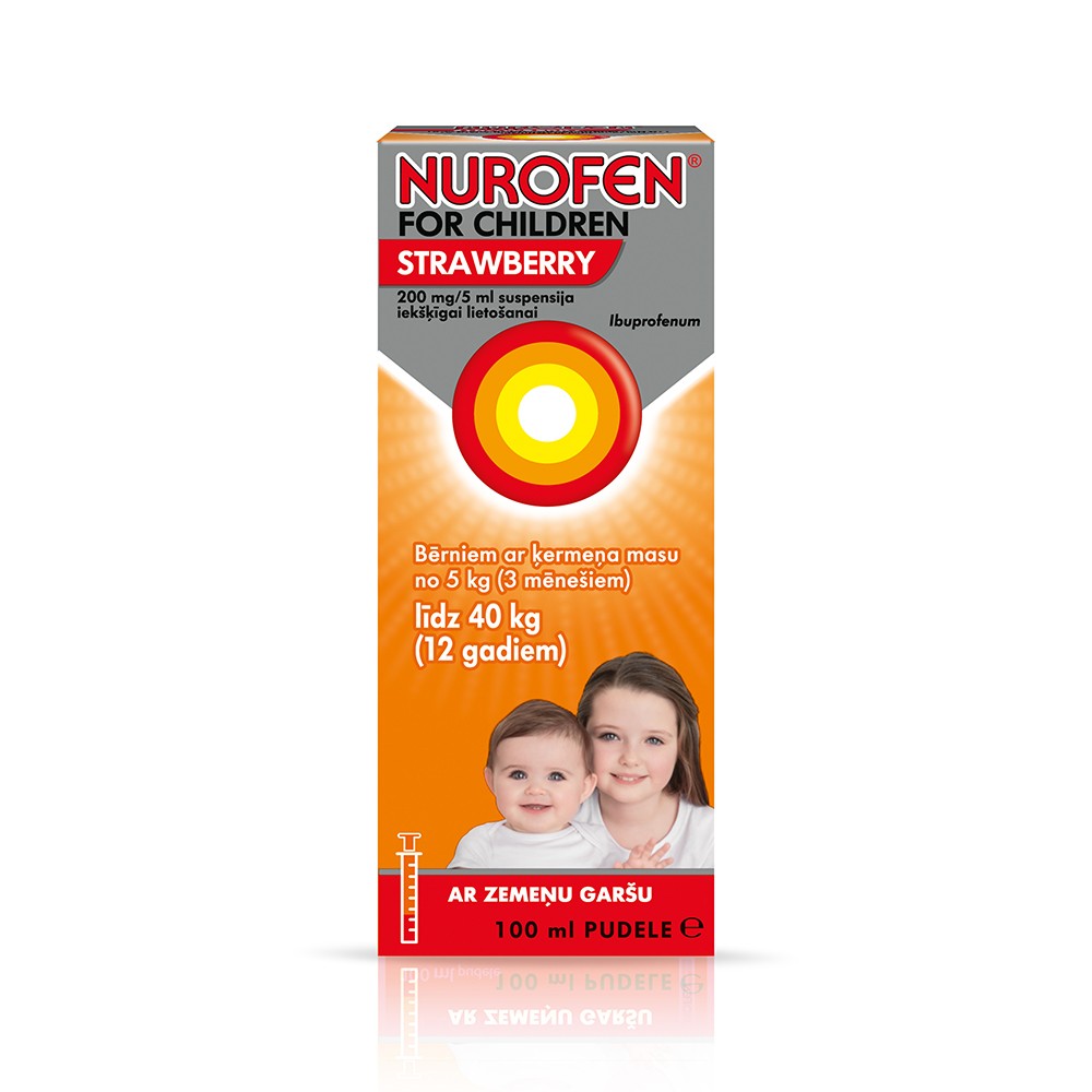 Nurofen for Children Strawberry 200 mg/5 ml suspensija iekšķīgai lietošanai