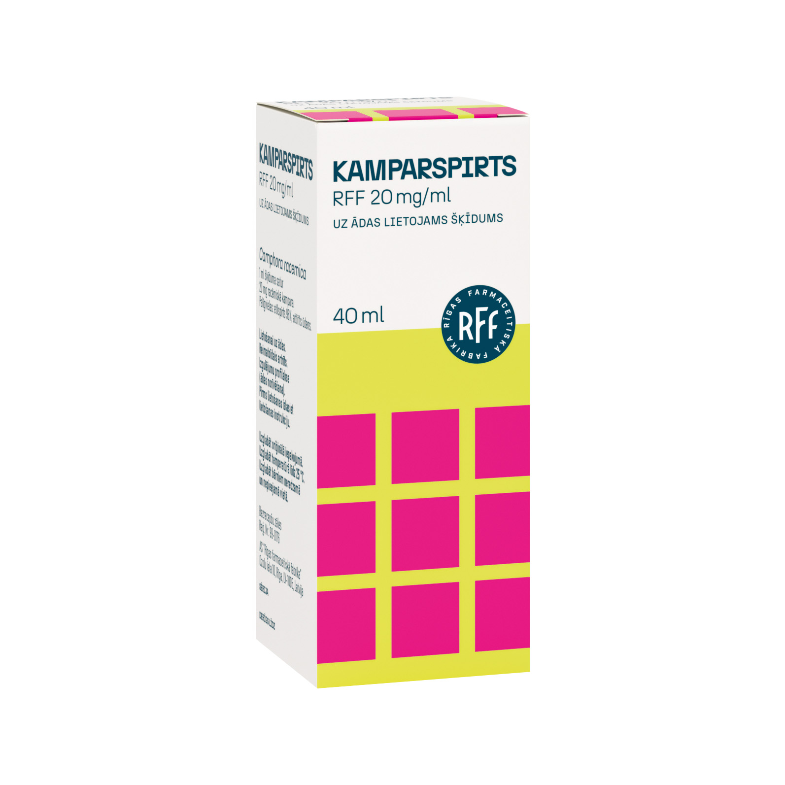 Kamparspirts RFF 20 mg/ml uz ādas lietojams šķīdums