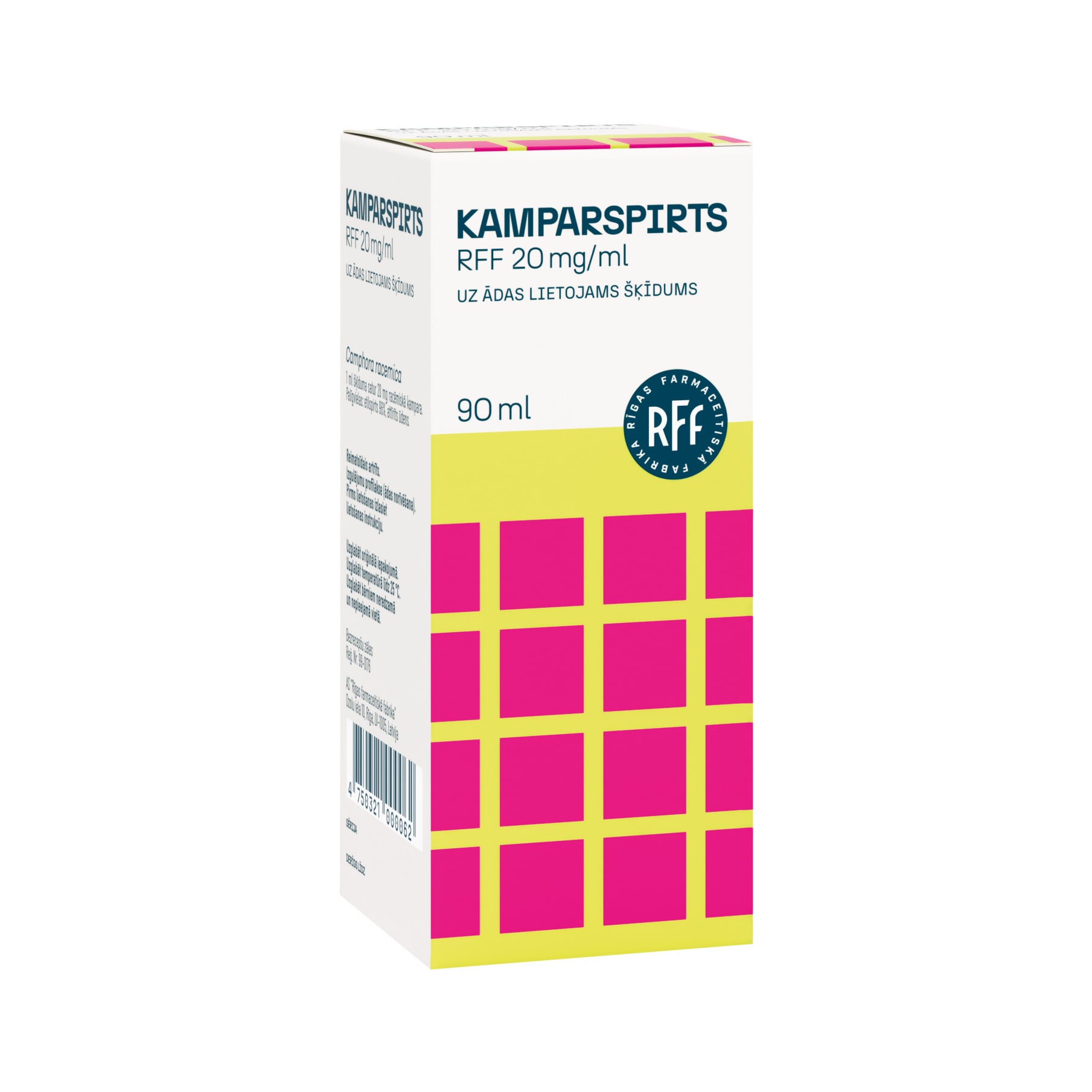 Kamparspirts RFF 20 mg/ml uz ādas lietojams šķīdums