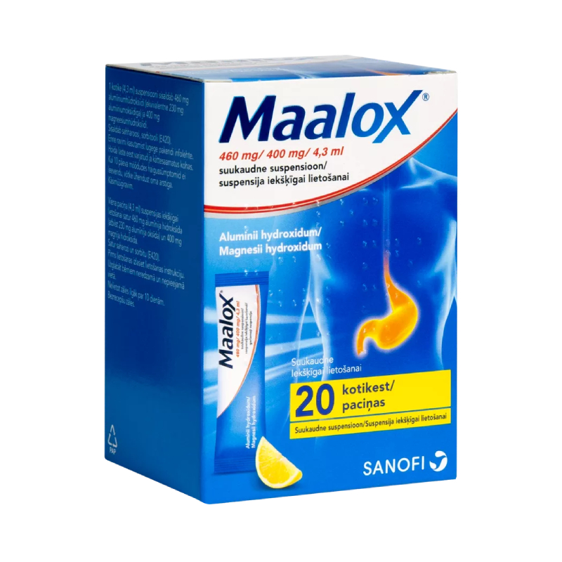 Maalox 460 mg/400 mg/4,3 ml suspensija iekšķīgai lietošanai