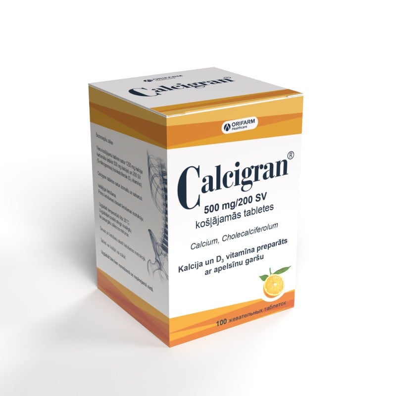 Calcigran 500 mg/200 SV košļājamās tabletes