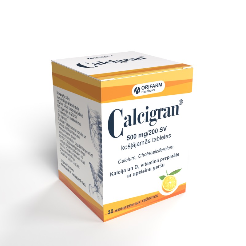 Calcigran 500 mg/200 SV košļājamās tabletes