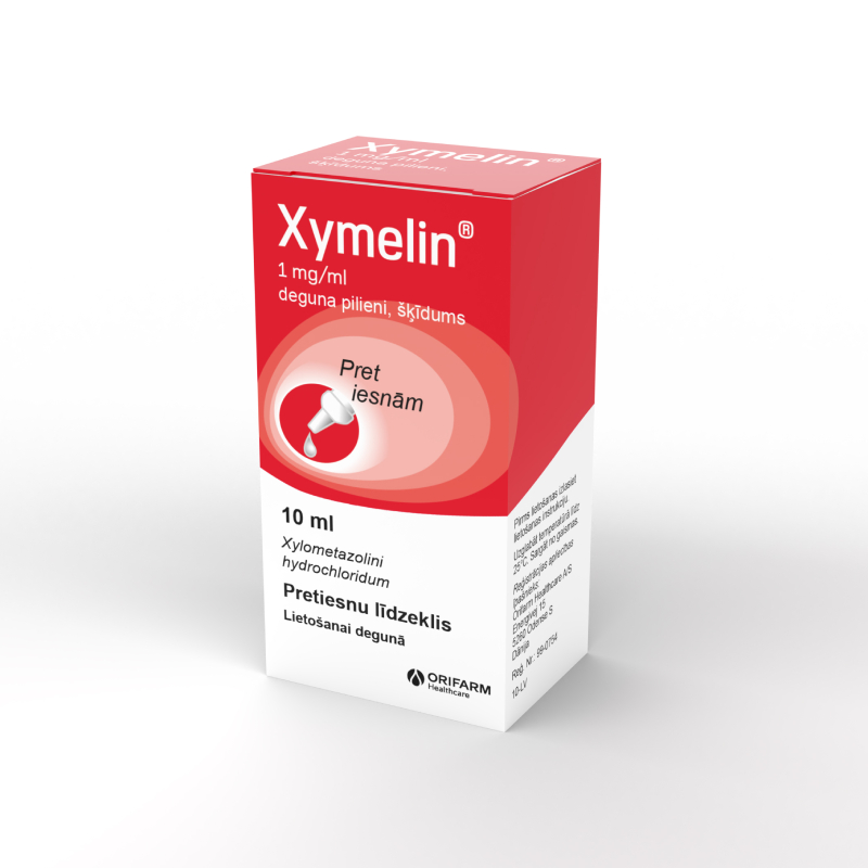Xymelin 1 mg/ml deguna pilieni, šķīdums