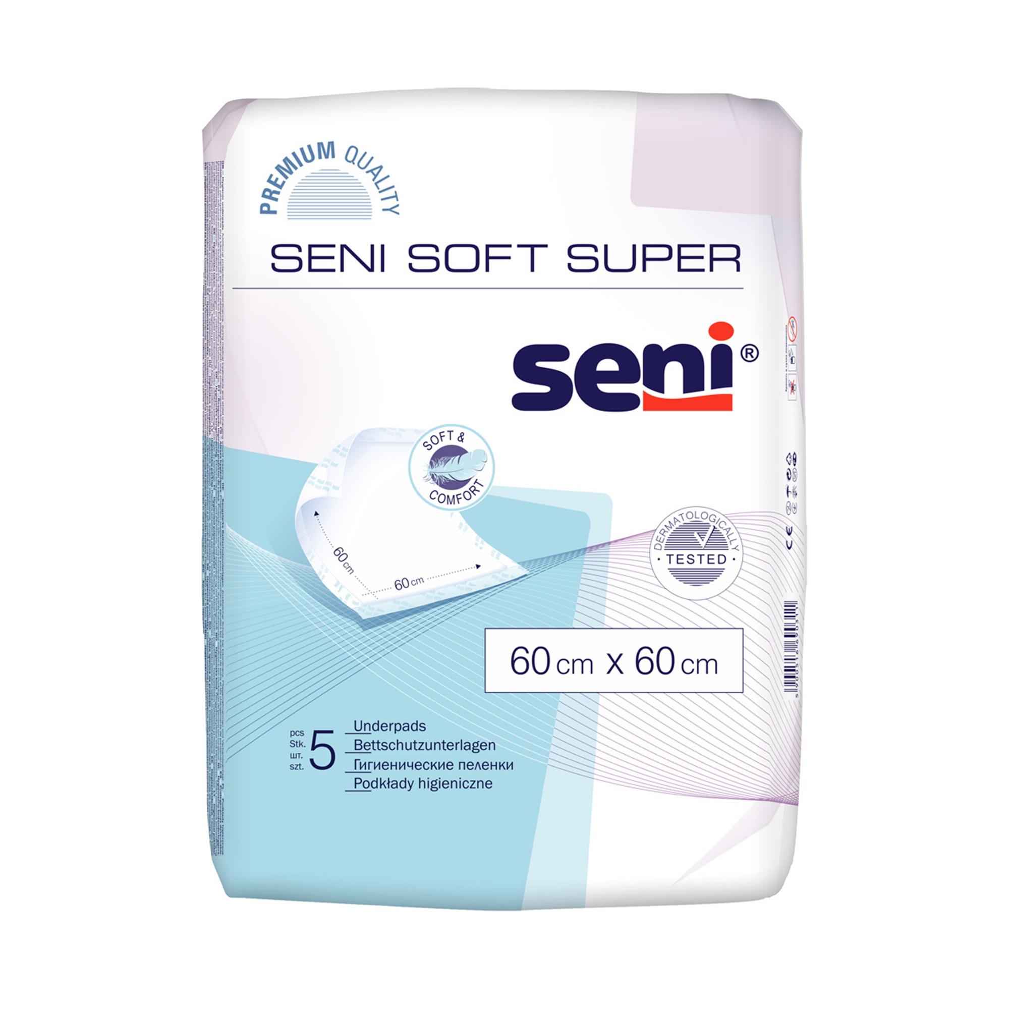 SENI Soft Super 60 x 60 cm absorbējošie palagi, 5 gab.