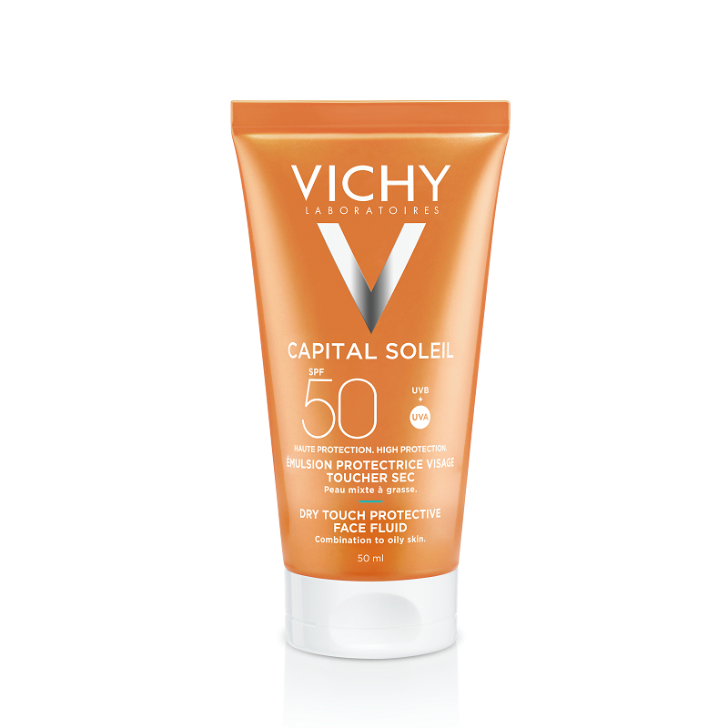 VICHY Capital Soleil Mattifying Face Dry Touch SPF 50 emulsija, 50 ml