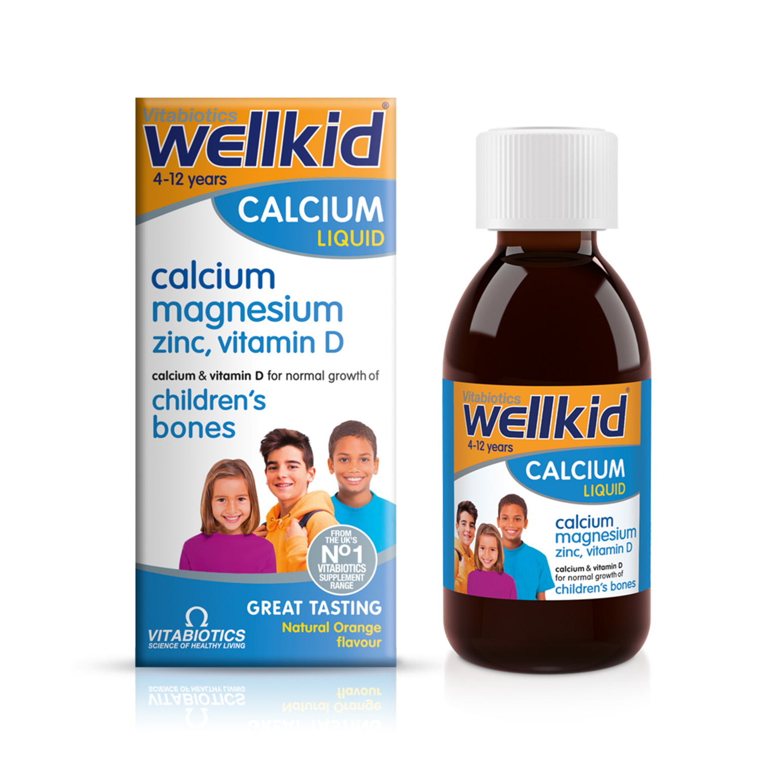 Vitabiotics Wellkid Šķidrais kalcijs ar apelsīnu garšu, 150 ml