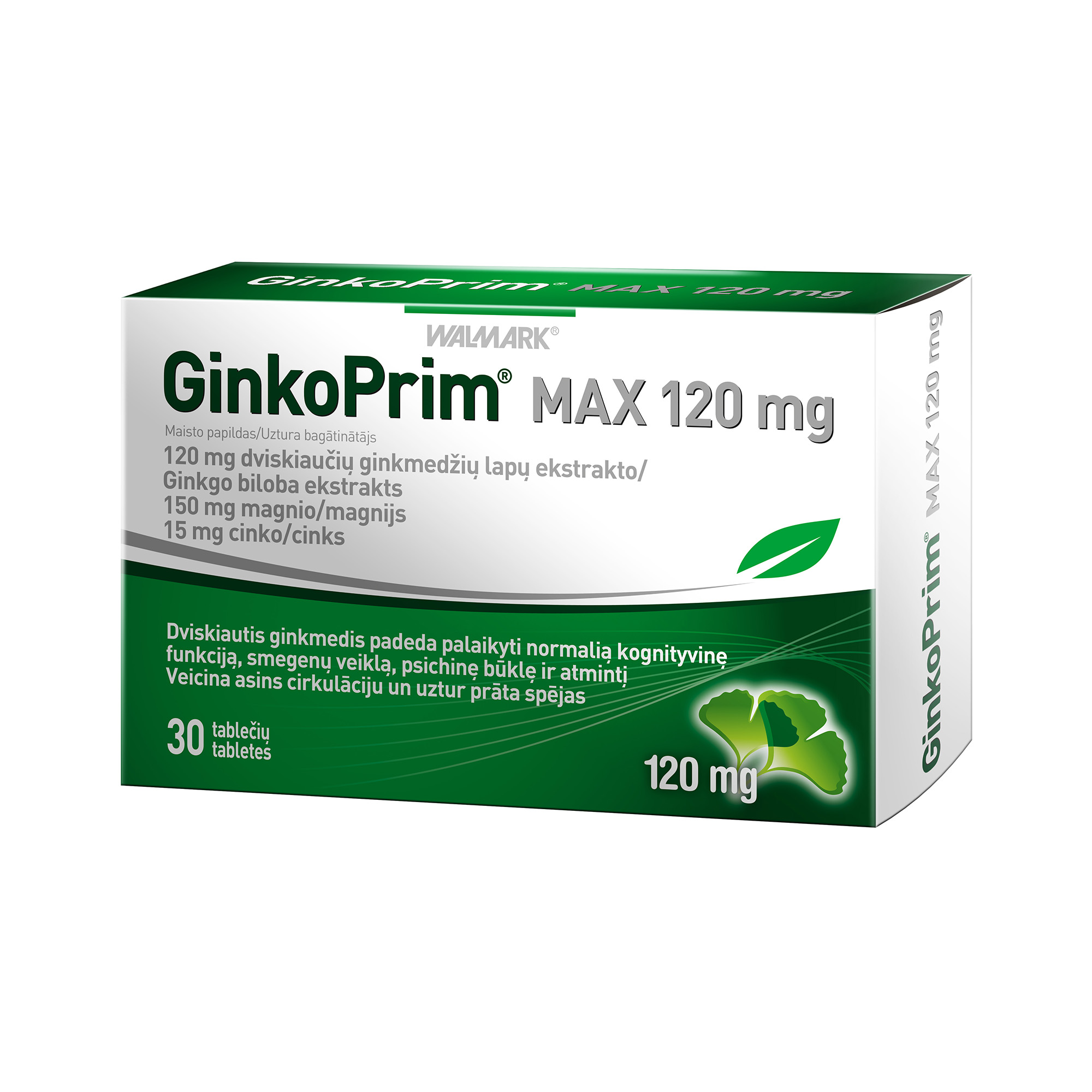 GINKOPRIM MAX 120 mg, tabletes, 30 gab.