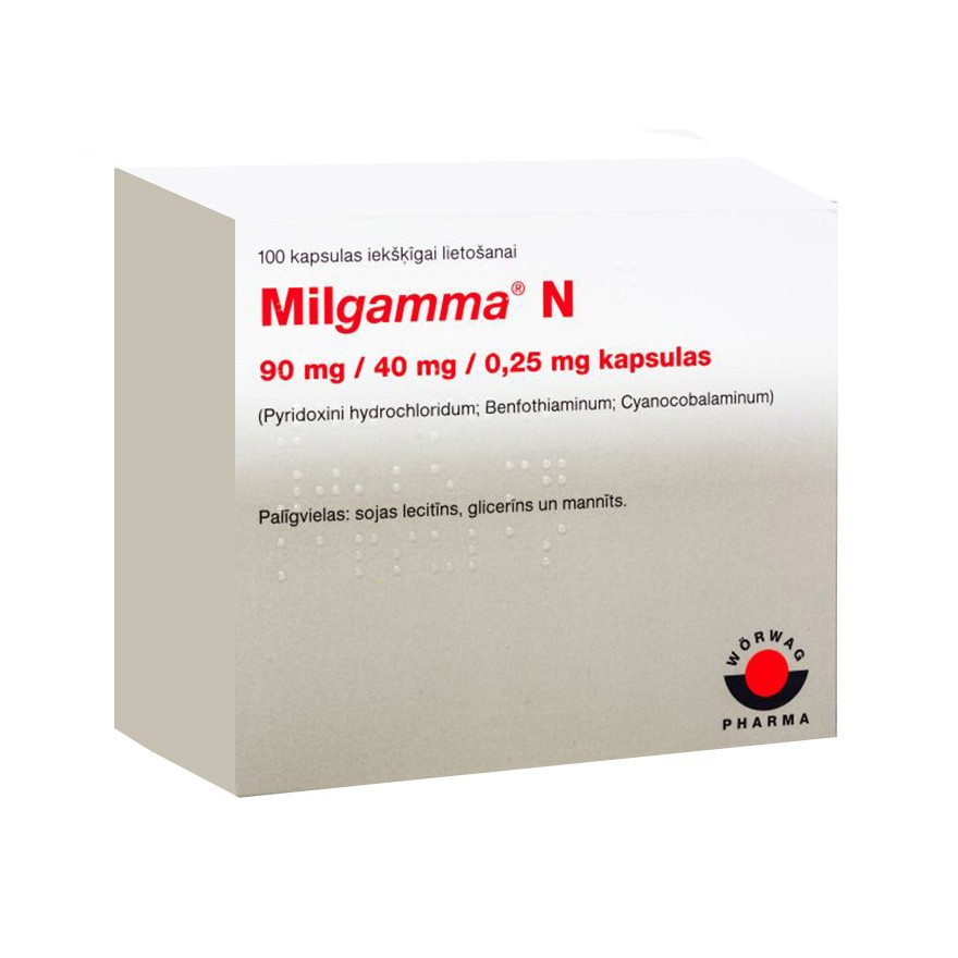 Milgamma N 90 mg/40 mg/0,25 mg mīkstās kapsulas