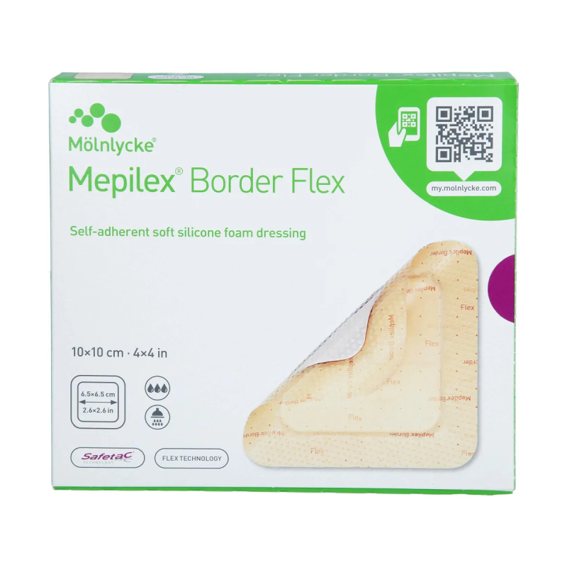MEPILEX Border Flex 10x10 cm brūču pārsējs, 5 gab.